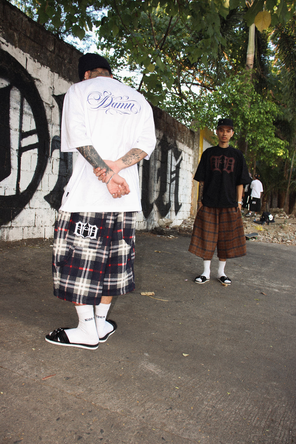 GHETTO PLAID HEAVYWEIGHT SHORTS IN AZUL