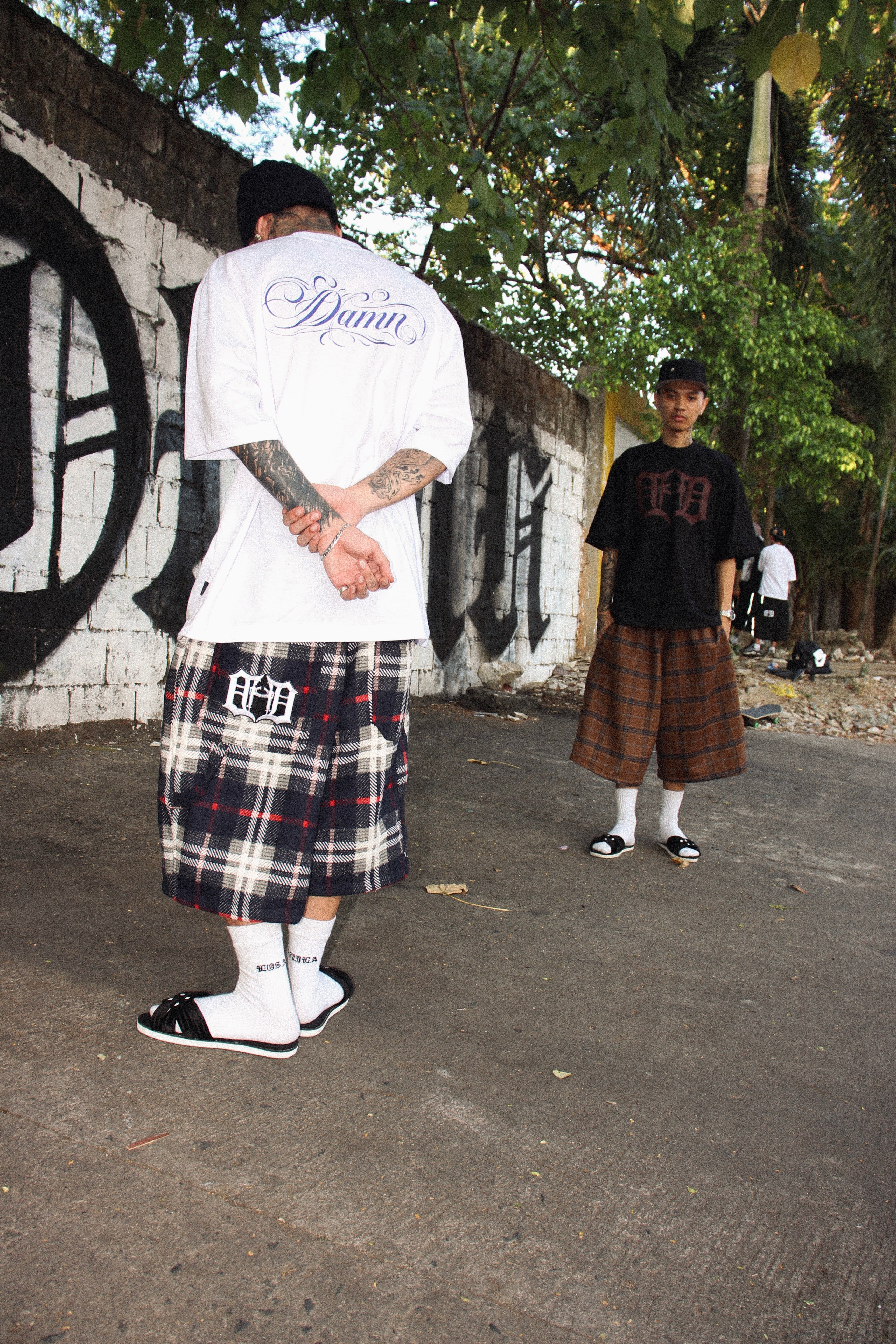 GHETTO PLAID HEAVYWEIGHT SHORTS IN AZUL