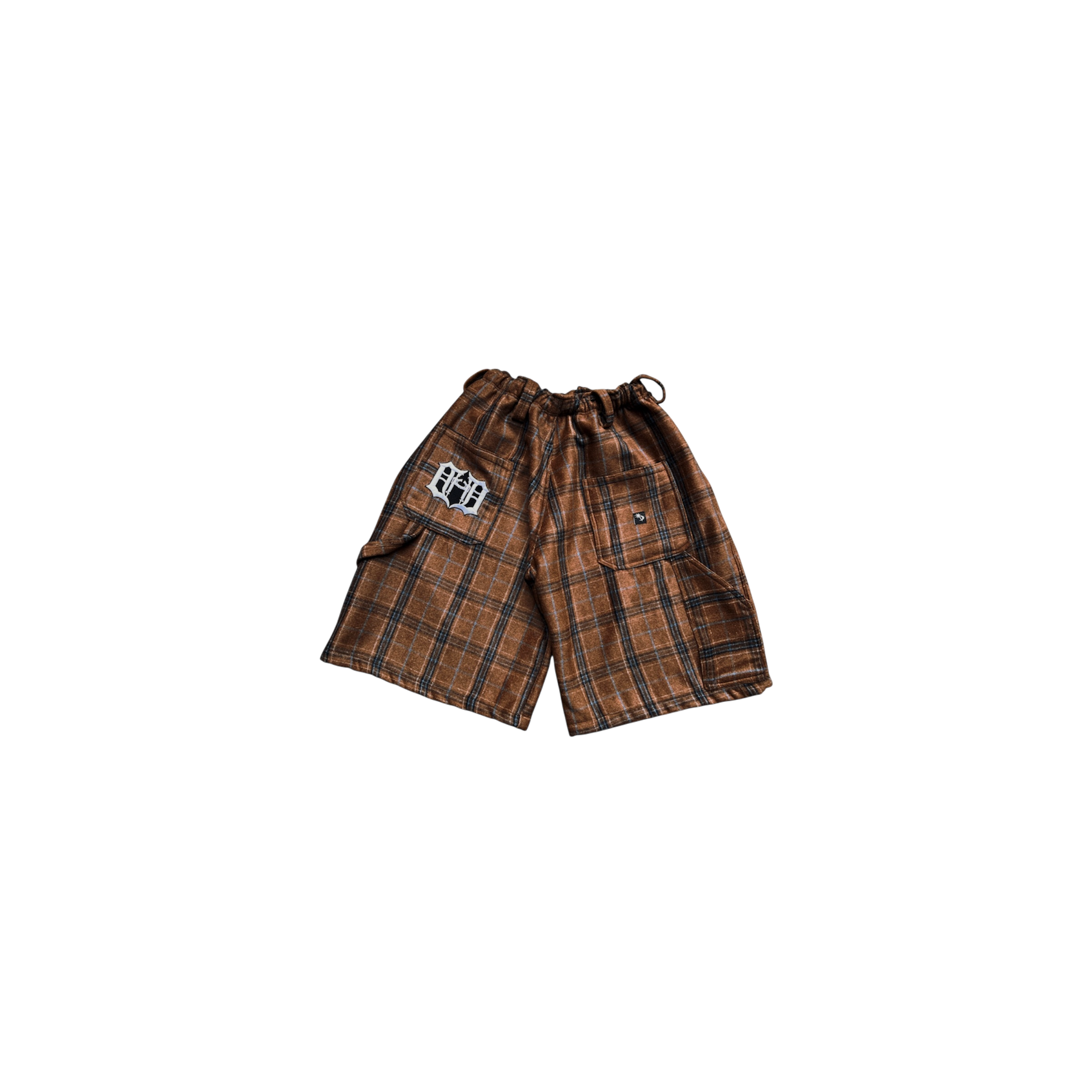 GHETTO PLAID HEAVYWEIGHT SHORTS IN CHOCO BROWN