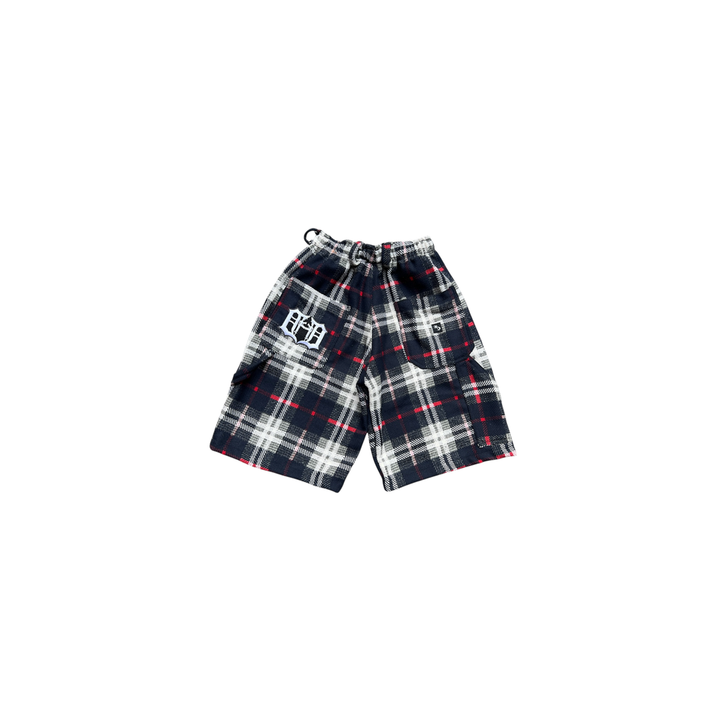 GHETTO PLAID HEAVYWEIGHT SHORTS IN AZUL